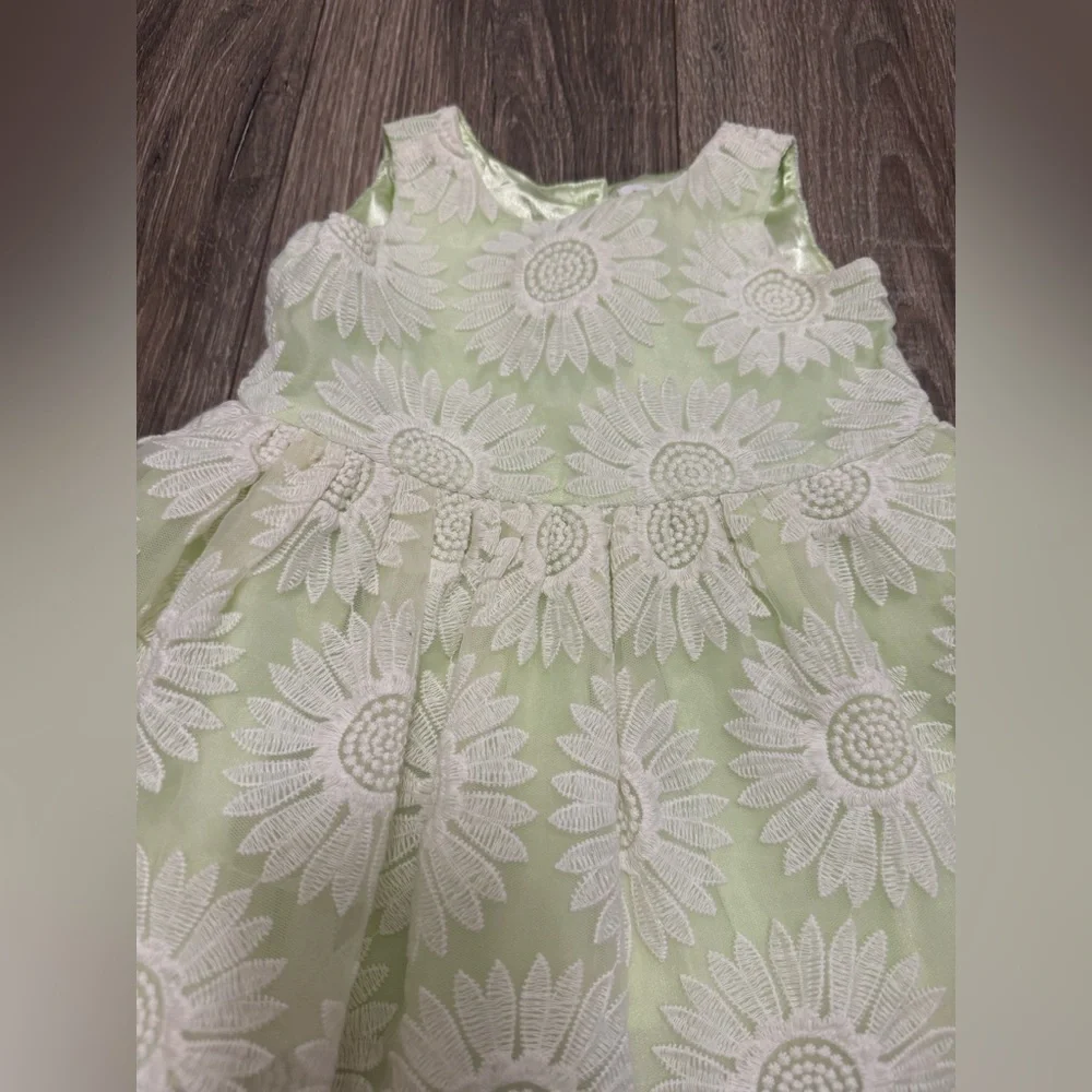 Children’s Place Girls Green Lil Daisy Lace  Dress SZ 12-18 Months
